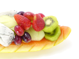 Mixed Fruits isolated on a white background.