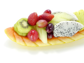 Mixed Fruits isolated on a white background.