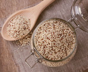 quinoa on the wooden desk