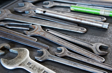 Variety of Wrenches on Work Tray