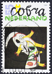 Art illustration on a postage stamp