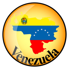 Obraz premium orange button with the image maps of Venezuela
