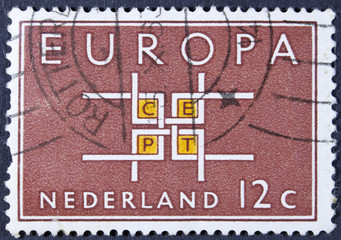 Vintage dutch postage stamp - isolated on Black
