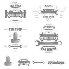 Car Service Vector Badge Set.