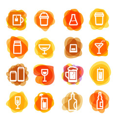 White drink icons clip-art on color blots. Design elements