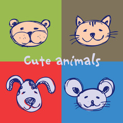 Set cute animals