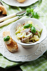 Healthy salad with octopus, celery and potato