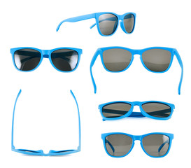 Blue sun glasses isolated