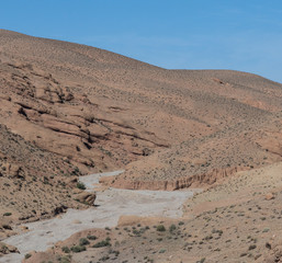 The dried river in Gorges du Dades city, Morocco of Gorges du Da