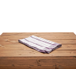 Tablecloth or towel over the wooden table