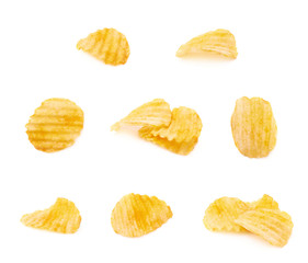Naklejka premium Yellow ribbed potato chips