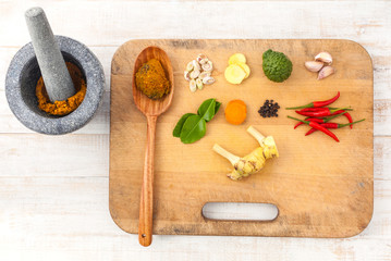Thai food Cooking ingredients. - Paste of thai popular food.