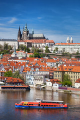 Obraz premium Prague Castle with famous Charles Bridge in Czech Republic