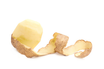 Half peeled potato isolated