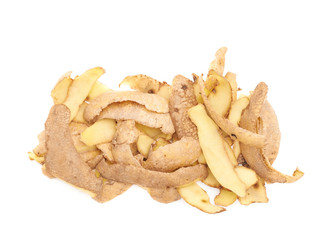 Pile of potato peels isolated