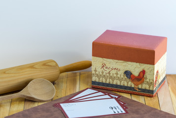 Recipe Box-Recipe Cards-Rolling Pin-Wooden Spoon