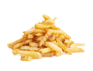 Pile of multiple wavy french fries isolated