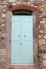 Vintage blue wood door, Provence, France