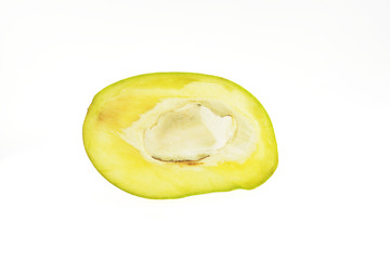 Sliced half of a ripe mango