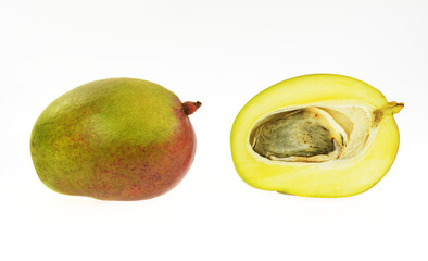 Sliced half of a ripe mango