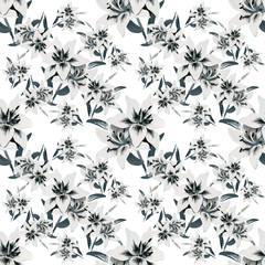 Seamless background of watercolor flowers. Lilies flowers