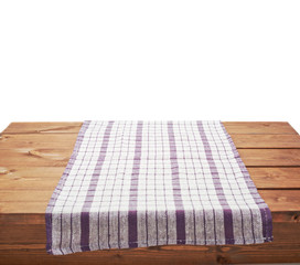 Tablecloth or towel over the wooden table