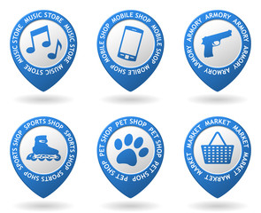 vector blue map pointers