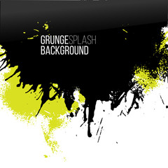 Vector green and black paint decorative splash border