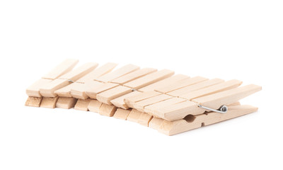 Wooden clothespin composition isolated