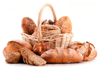 Composition with variety of baking products isolated on white