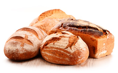 Composition with variety of baking products isolated on white