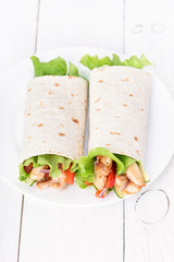 Wrap sandwiches with chicken and vegetables