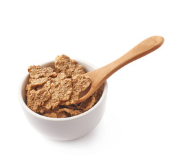 Ceramic bowl filled with cereal flakes