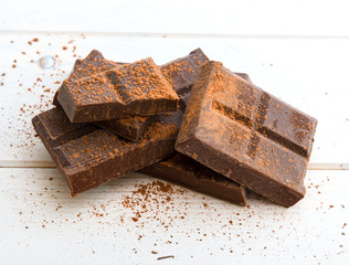 milk chocolate dusted with cocoa
