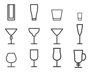 Beverage vector thin line symbol icon. Cocktails. Party outline