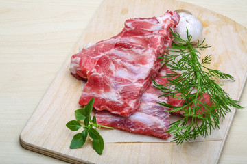 Raw pork ribs