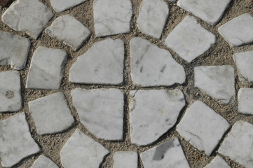 mosaico di marmo bianco