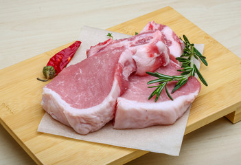 Raw pork steak