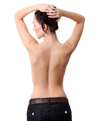 Fototapeta na wymiar Skincare concept: back of beautiful nude woman
