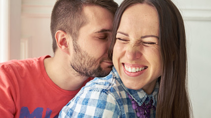 Fototapeta premium cheerful couple in love