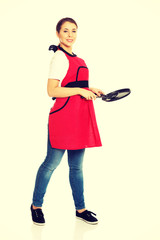 Woman wearing apron
