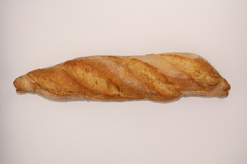 An isolated baguette on a white background
