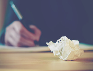 Paper ball during writing