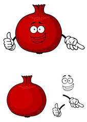 Happy red pomegranate fruit giving a thumbs up