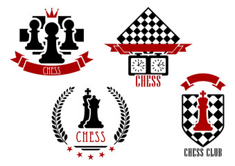 Chess game sports logos and emblems