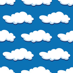 Blue cloudy sky seamless pattern