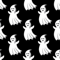 Cartoon uggly ghosts and monsters seamless pattern