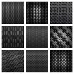 Assorted gray carbon, fiber and metallic textured pattern