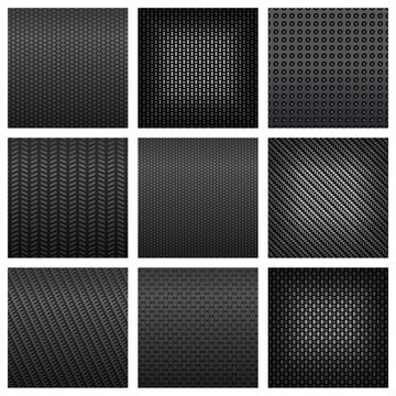 Assorted gray carbon, fiber and metallic textured pattern