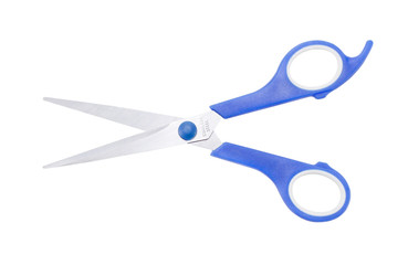 Blue scissors isolated on a white background